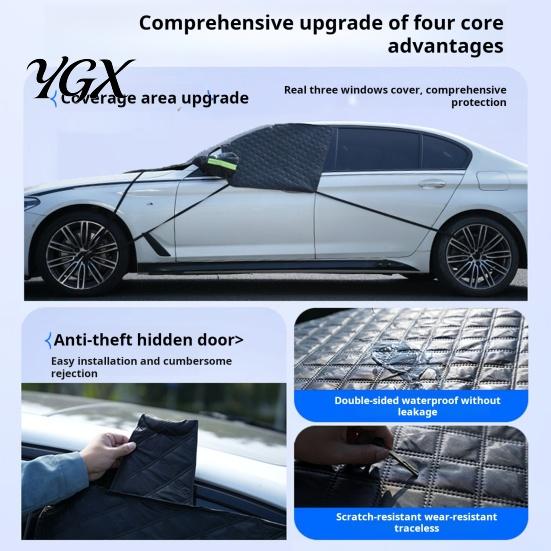 Ice Protection with Magnetic Edge Universal Car Windshield Snow Cover Thick Anti-Frost Sun Shade Quick Install Protector Magnets & Reflective