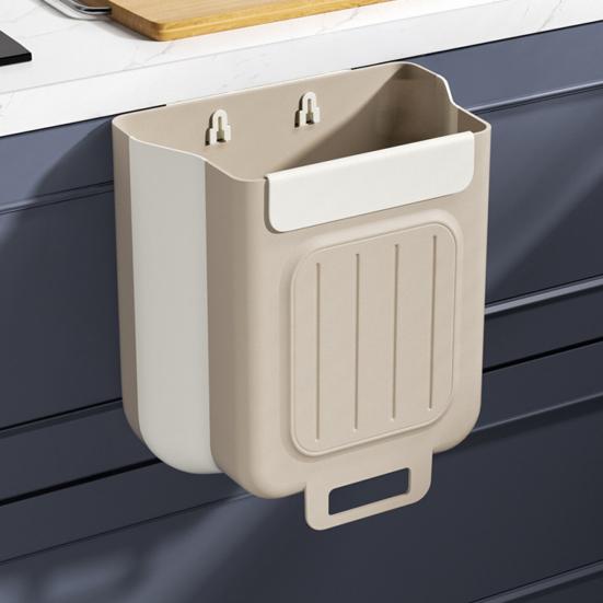 Foldable Garbage Container Cabinet Mounted Trash Bin, Compact Hanging Can, Kitchen Waste Bin Space Saving for Bathroom Office And Small Collapsible