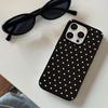 Korean INS White Polka-Dot Phone Case For iPhone 17 16 Pro 15 14 Plus 13 12 11 Pro Max X XS 7 8 Plus Black Shockproof Soft Cover