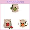 Knitting Crochet Bag For Women With Floral Design And Drawstring Closure For Daily Use