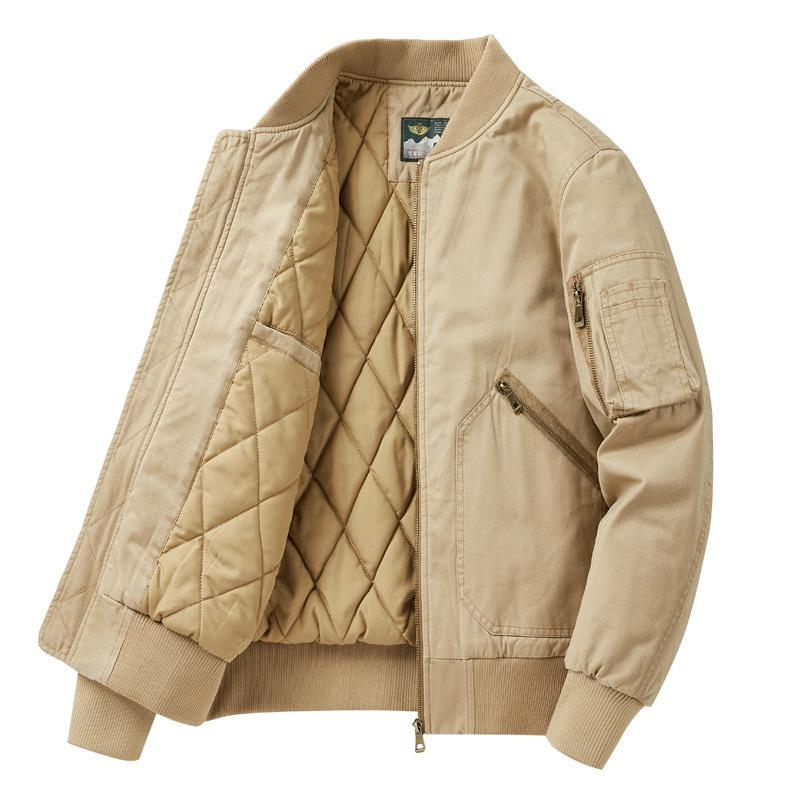 Autumn and winter cotton clothes, men's thickened warm jackets, casual flight jackets, baseball collars, workwear, trendy cotton clothes