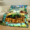 Green Tractor Farm Scene Blanket bedroom Blanket for Livingroom Couch lunch break Soft throw for Friend's festival Gift