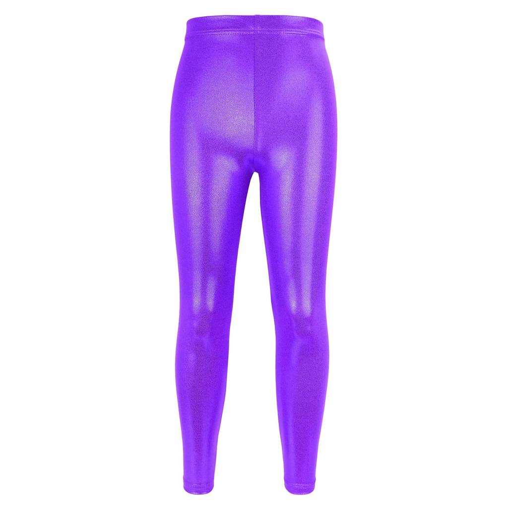 Leggings da Ballo e Yoga per Bambini in Lamina Dorata Lucida: Alta Elasticità, Traspirante