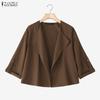 ZANZEA Womens Summer Loose Casual 3/4 Sleeve Thin Cardigan Blouse