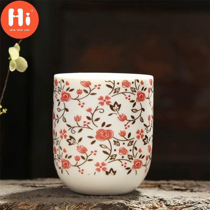 Hi 170ml Porcelain Tea Cup Ceramic Coffee Cup Handmade Water Cup Office Drinkware Blue White