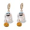 Resin Halloween Earrings Rhinestone Pumpkin Dangle Earrings Aesthetic Ghost Ear Studs  Girl