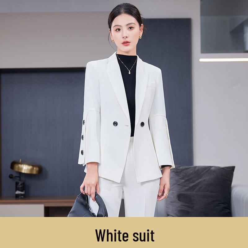 Women's Elegant Autumn/Winter Two-Piece Suit Set: Goddess Style Host with Wide-Leg Pants