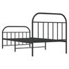 Vidaxl Struttura Letto in Metallo con Testiera e Pediera, Nera, 100X200cm