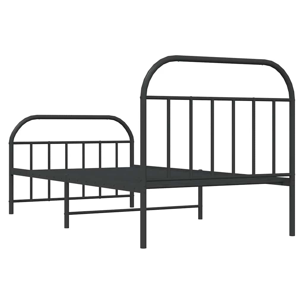 Vidaxl Struttura Letto in Metallo con Testiera e Pediera, Nera, 100X200cm
