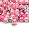 10 pz/borsa 15mm Colore Misto Placcato Stampato Acrilico Rotondo Perline Cuore Bulk Branelli Allentati Del Distanziatore Per La Produzione di Gioielli