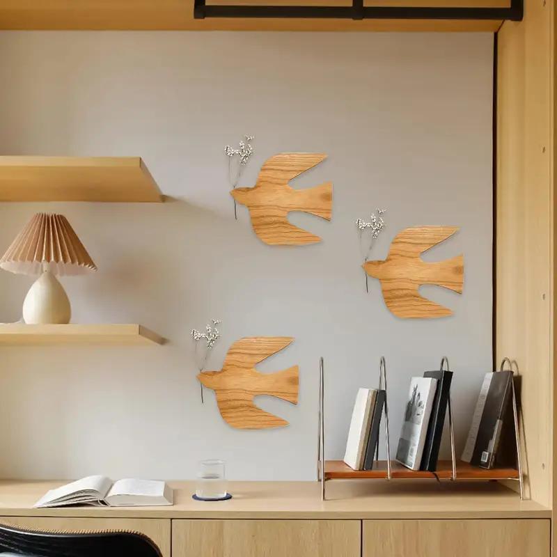 Natürliches Holz Vogel Wandkunst Handgefertigte Holz Vogel Wanddekoration Modernes Wohnzimmer & Schlafzimmer Heimdekoration