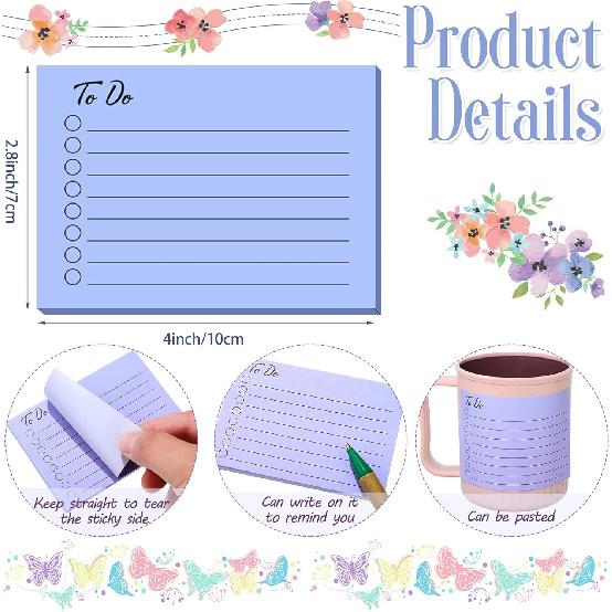 Pajean 9 Pcs/450 Sheet to Do List Sticky Note 3x4 Inch Self Stick Pads with Line Colored Planner Sticky Note Adhesive Memo for Office, Meeting,