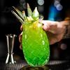Pineapple Design Glass Cup Shape Cocktail Glass, 480ml Embossed Tumbler for Juice Hot Personal Use Drinkware Beverages, Creative Bar Glassware