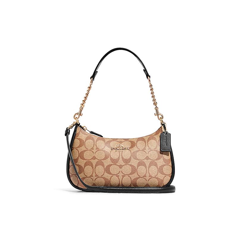 

COACH Teri 24 classic logo cowhide armpit shoulder bag medium size women brown presbyopia коричневий