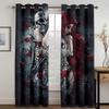 2pcs Personality Luxury 3D Printed Black Mystery Couple Skull Pattern Curtain,Suitable for Bedroom Living Room Kitchen Decor