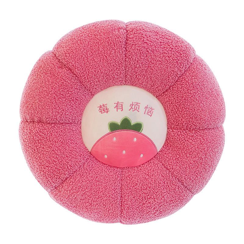 Soft And Cozy Strawberry Plush Fruit Cushion Round Pillow For Home And Office Comfort