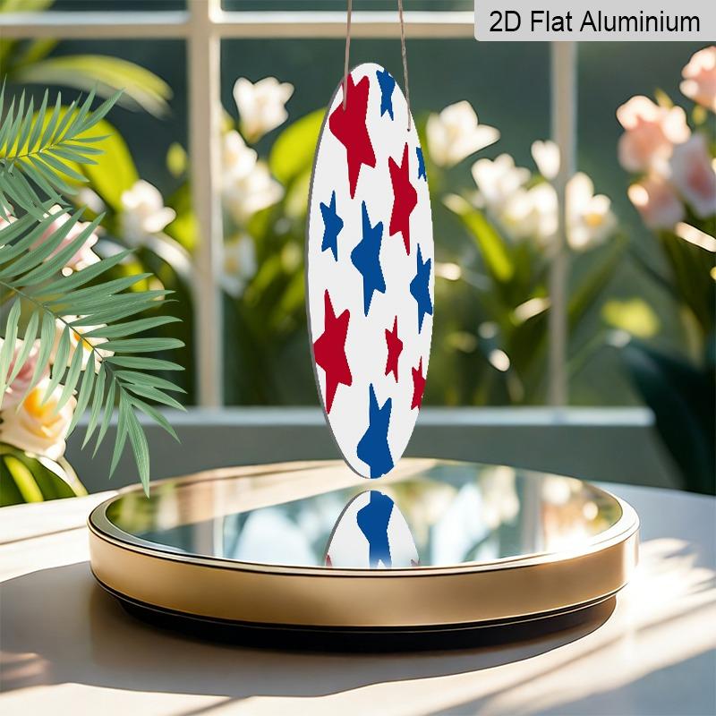 2D Flat Retro Aluminum Wall Decorations In Various Sizes. Featuring A Patriotic American Independence Day Theme with Red, White, and Blue Stars