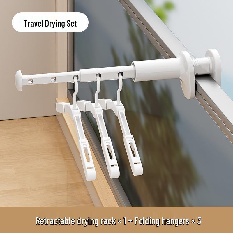 Retractable No-Drill Folding Clothes Rack: Multi-Functional Travel Drying Rod for Hotel & Balcony Use