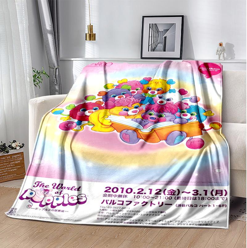 Popples Flannel Blanket Soft Warm All-Season Throw, Design for Camping, Car Travel, Hiking Sofa, Bed, Office Perfect Gift for Parties