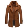 Autumn & Winter Men's Fashion Double-Collar Woolen Overcoat - Cold-Resistant Business Outerwear.
