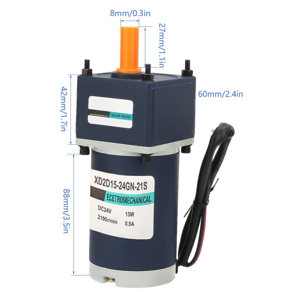 DC 24V 15W Permanent Magnet Reduction Gear Motor 8mm Shaft Adjustable Speed CW CCW (30RPM)