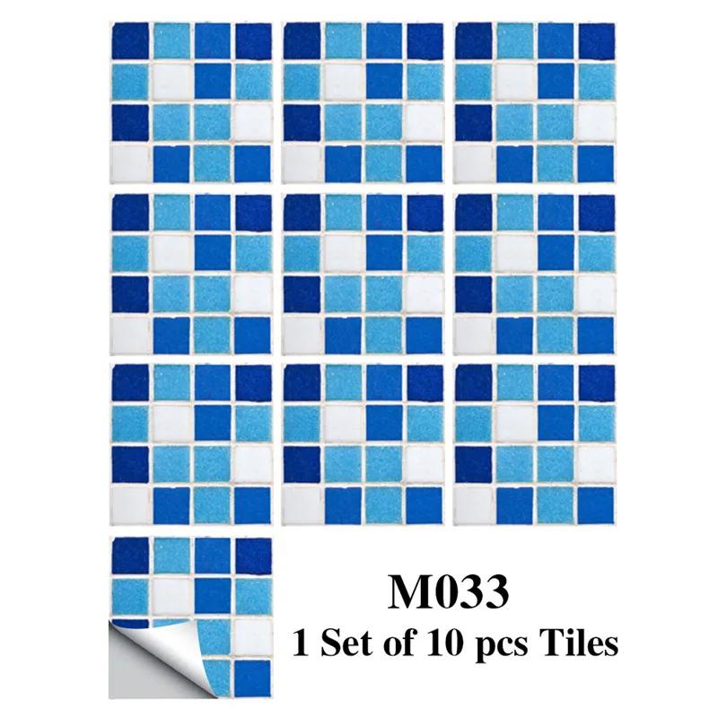 New 10Pcs Mosaic Tile Stickers Crystal Self-adhesive Kitchen Wall Stickers Living Room Bathroom Decoration PVC