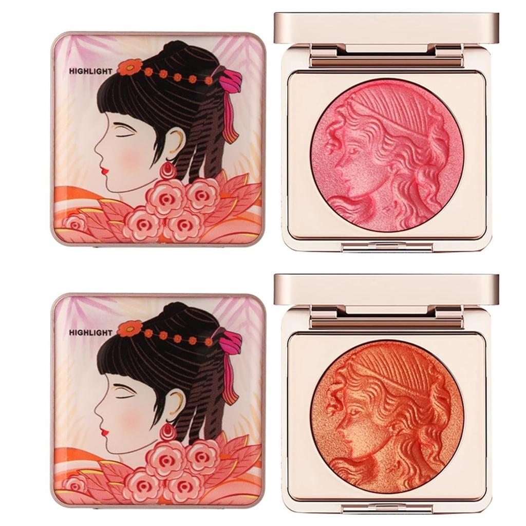 Embossed Smooth Powder Blush Palette for Cheeks, Korean Blush Makeup Palette,Highlight Blush Palette Smooth Powder Blush