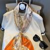 Orange Scarf Chain Simulation Silk Silk Scarf High-grade Silk 111 Silk Square Scarf Sunscreen Shawl Fashion Scarf Silk