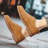 Plus Size Men's Hand-stitched Leather Martin Boots: British Style, Low-top Lace-up Casual Work Shoes for Autumn.