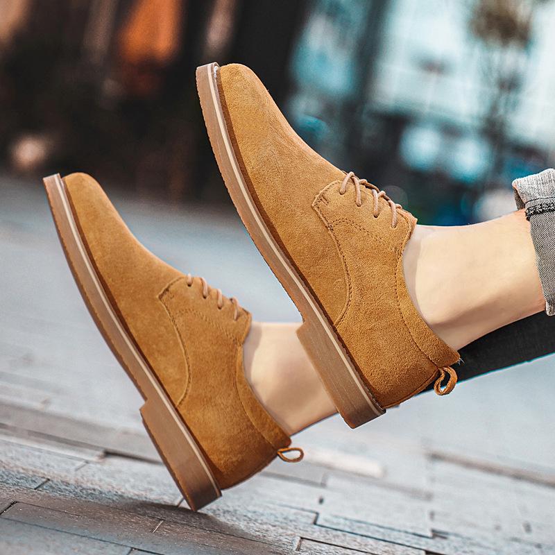 Plus Size Men's Hand-stitched Leather Martin Boots: British Style, Low-top Lace-up Casual Work Shoes for Autumn.