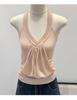 Design-Conscious Pink Pleated Halter Neck V-Neck Open-Back Slim Camisole for Women - New 2026 Summer Style
