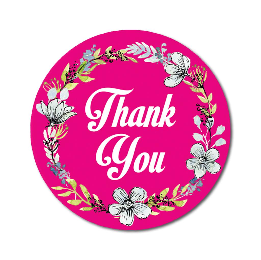 Darling Souvenir 1.6 Inches Round Daffodil Wreath Elegent Personalized Black Thank You Stickers-45