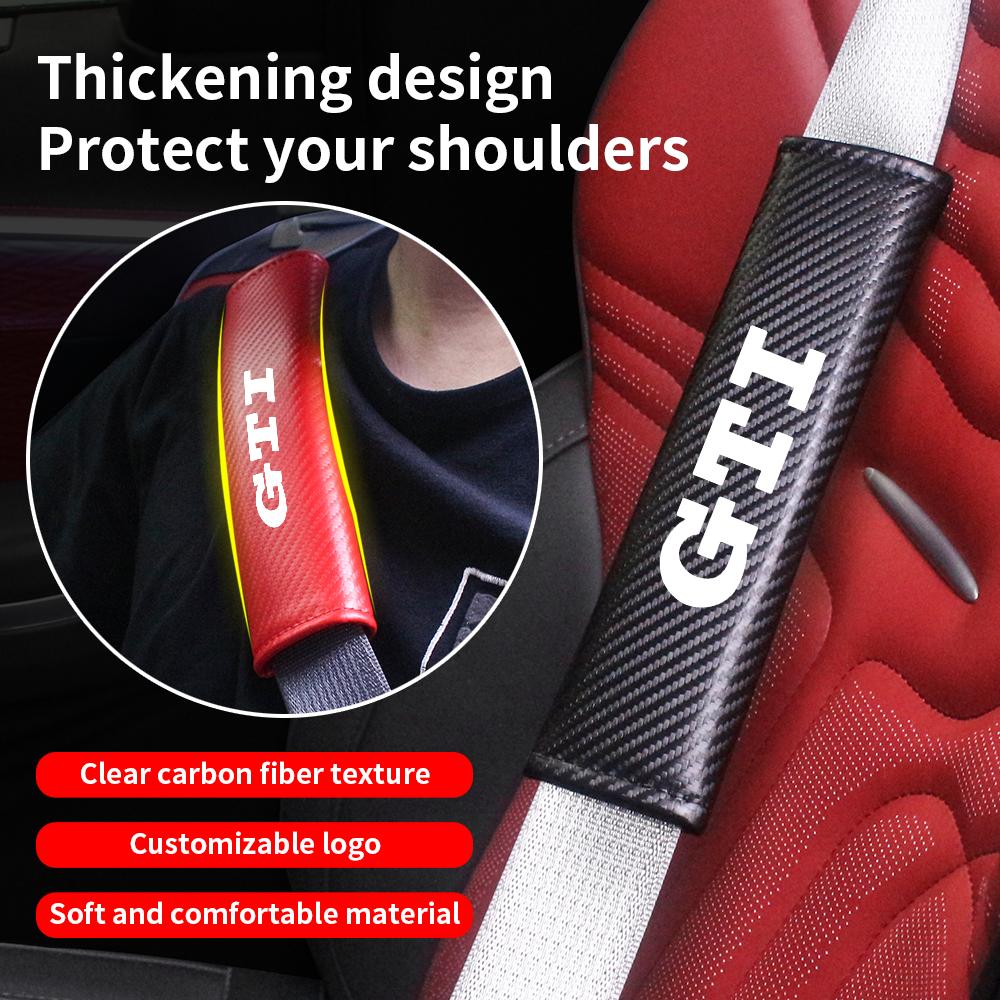 2026 Hot Sticker Car Seatbelt Shoulder Protector Cover Carbon Fiber Safety Belt Shoulder Cover Padding Pad For VW Volkswagen GTI