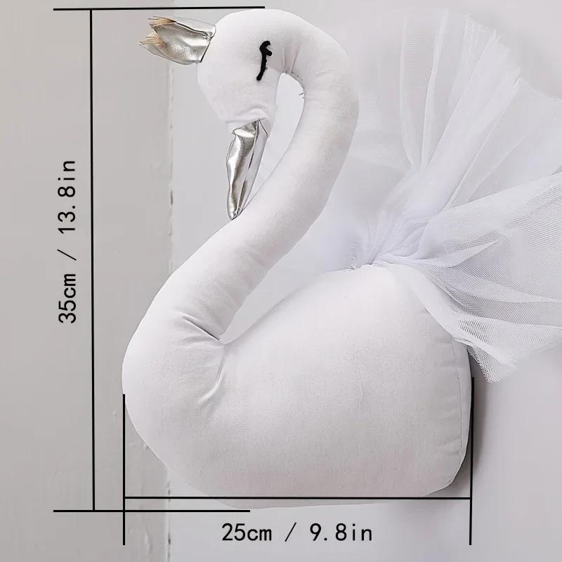 Crown Swan Animal Head Wall Decoration Doll Princess Kids Room Decor Photographic Backdrop Home Ornament Wall Art Accessory