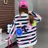 2025 Autumn/Winter Women's Rhinestone Strawberry Bear Knit Sweater Coat - Trendy, Loose, Mid-length Style