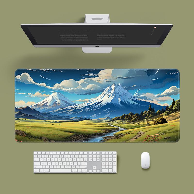 Extra Large Washable Mouse Pad - Aurora Landscape & Sunset Clouds Design, Thickened for Office and Gaming Desks