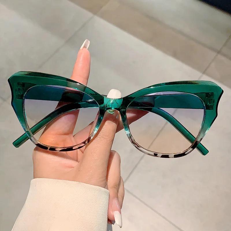 Fashion Vintage Cat Eye Sunglasses Women For Female Trend Sun Glasses Punk Luxury Brand Designer Double Color Butterfly Shades