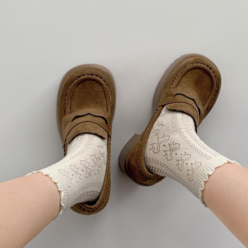 Vintage Women Chunky Loafer Shoes Concise Shallow Slip On Shoes 2026 New Spring Ladies Platform Height Increase Dress Pumps