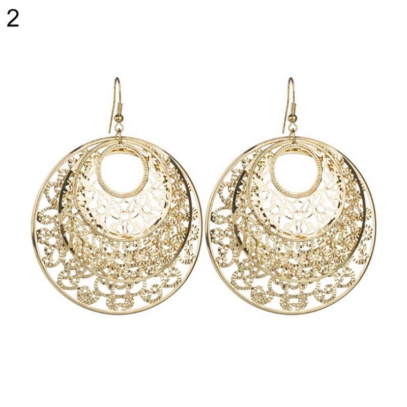Regalo dei gioielli della ragazza delle donne dell'anello dell'orecchio degli orecchini del gancio del fiore del ciclo vuoto rotondo di modo