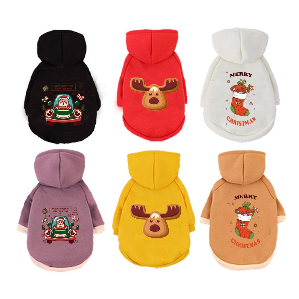 Christmas Pet Hoodie Winter Autumn Cat & Dog Christmas Print Pattern Hooded Hoodie, Festive Style Party Outfits