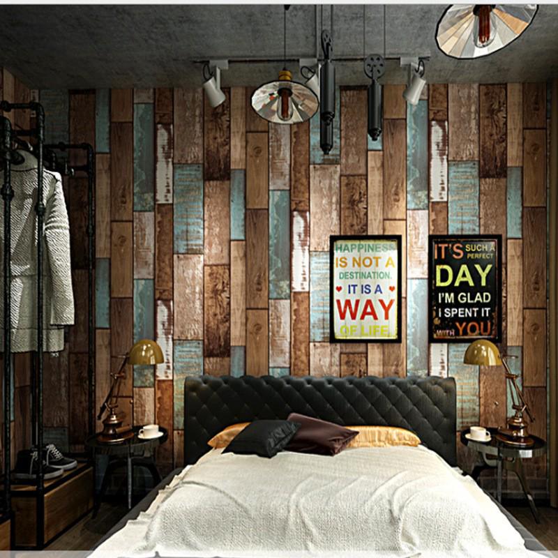 Retro Britisches Patchwork Holzmaserung Selbstklebende Tapete für Arbeitszimmer, Schlafzimmer und B&B Dekoration.