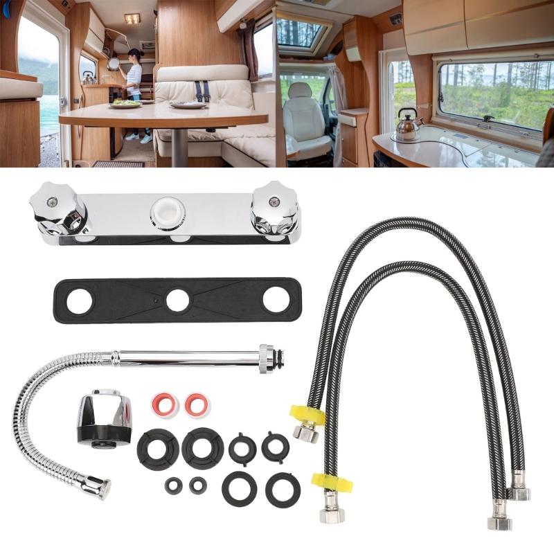 Stainless Steel Motorhomes Kitchen Faucet with 360 Degree Rotatable Sprayer Perfect for Camping Cars and Travel Trailers