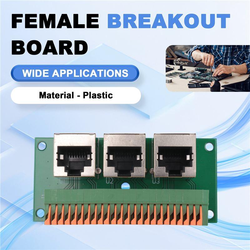 A84X-RJ45 Female Breakout Board,Solderless RJ45 To 8Pin Quick Spring Terminal,Three Ways RJ45 Female Connector With PCB Board