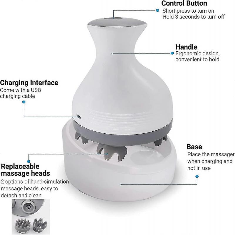 Electric Scalp Massager Portable Stress Reduction Hair Growth Stimulator Automatic Head Scratcher&handheld Massager