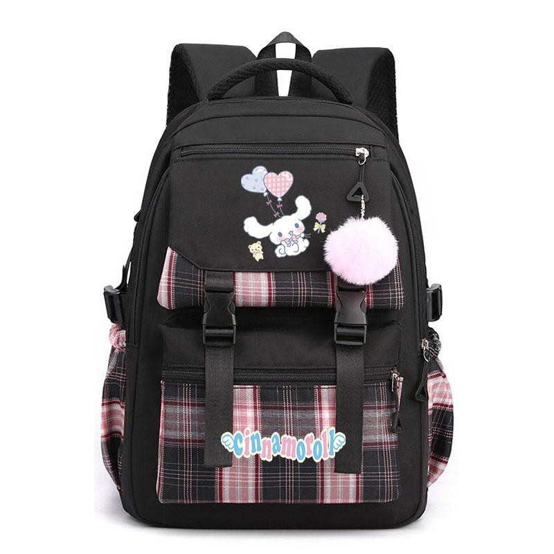 Cinnamoroll Kids School Backpack Boys Girls Large Capacity 20-35L Nylon Dual Strap Bag With Arc Shoulder Straps