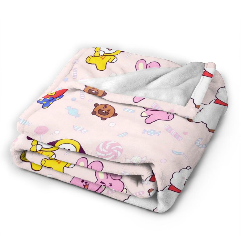 Coperta Morbida in Pile Corallo per Banda Musicale Kpop, Coperta Cartone Animato per Divano Ufficio, Trapunta Leggera per Camera da Letto
