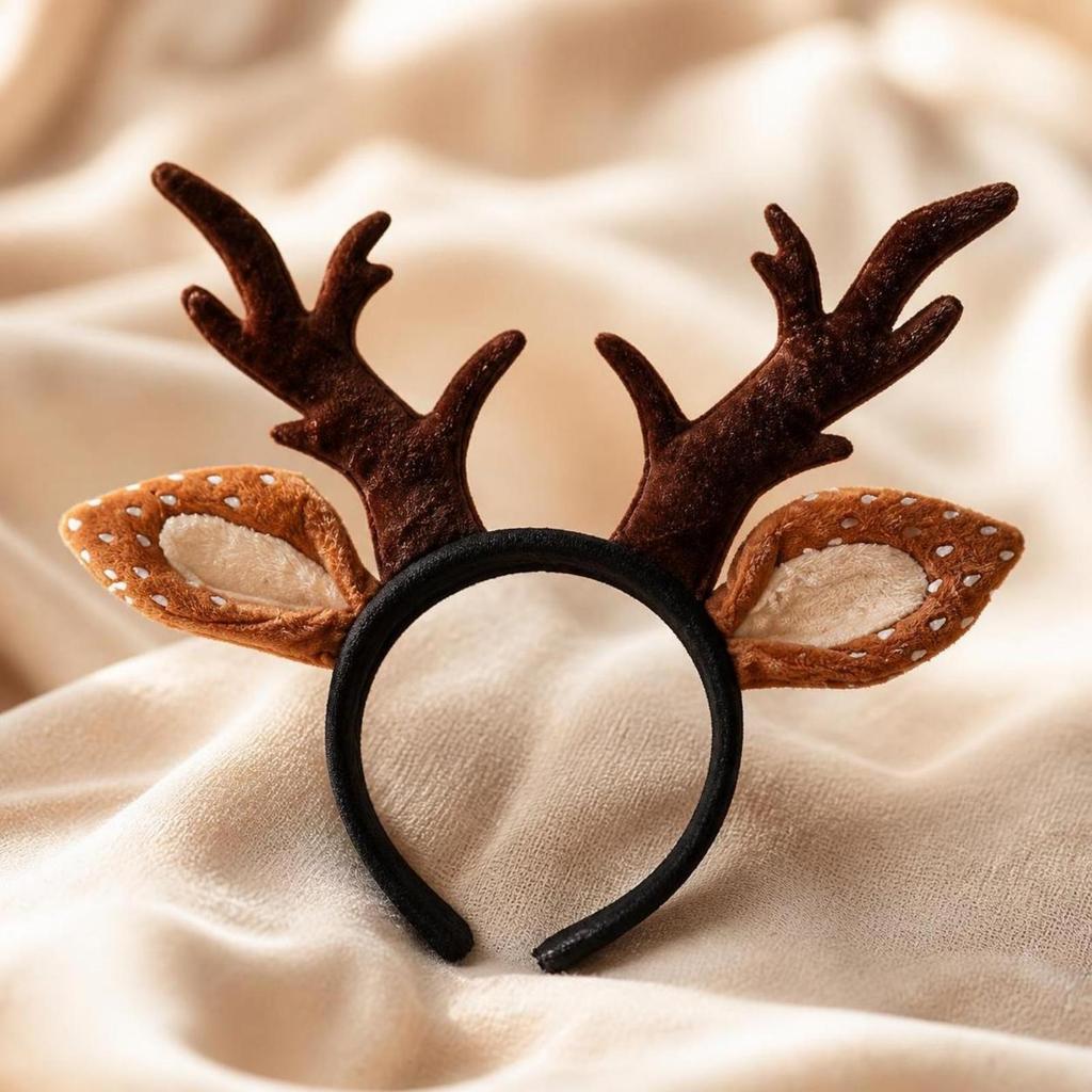 Pet Headband with Antlers Festive Headwear Soft for Pets