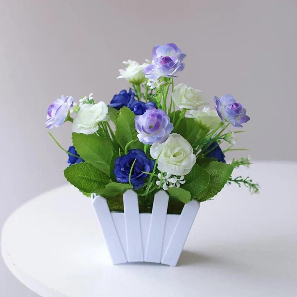Artificial Flowers Home Decor Simulations Plant Plastic Fake Flowers Potted Home Living Room /Ornaments Rose Fence Flower Sets