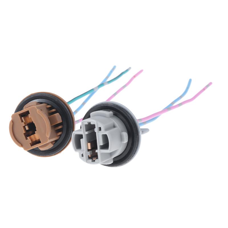 2Pcs T20 7443 W21/5W 7440 W21W Car Socket Adapter Base Female Plug Connect Wiring for Car Brake Lamp DRL Lamp Plastic+Wire