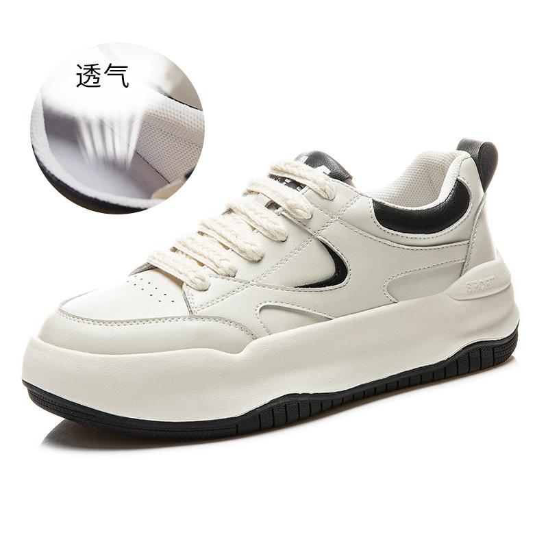

Leather little white shoes women s 2025 spring new women s platform breathable board shoes women s casual height increase commuter women s shoes tide 35 чёрный